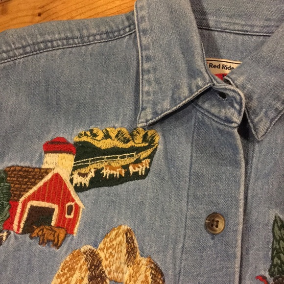 Adorable Embroidered Denim Shirt - Picture 4 of 7